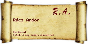 Rácz Andor névjegykártya