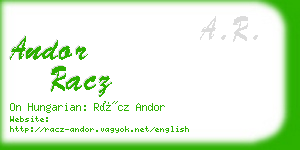 andor racz business card